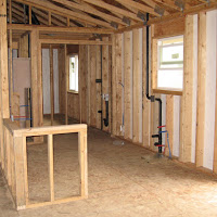 Kitchen and pantry after the framing was completed.